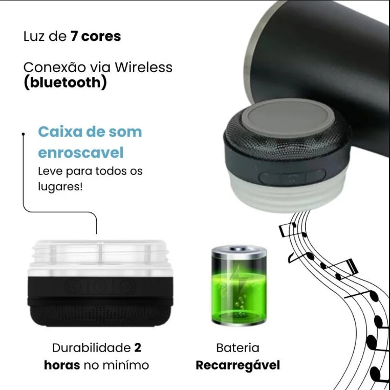 Copo Termico 420ml Tampa Abridor Cerveja Caixa Som Bluetooth