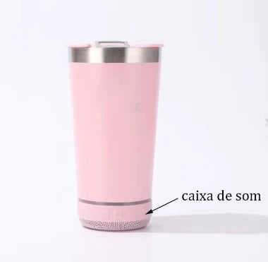 Copo Termico 420ml Tampa Abridor Cerveja Caixa Som Bluetooth