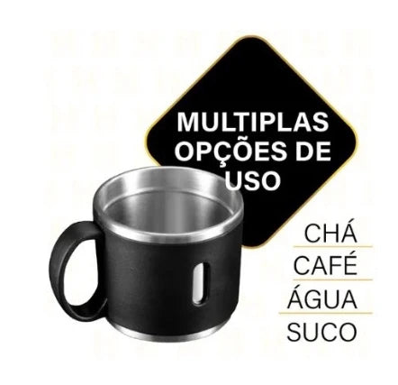SKYTUR – Kit Térmico Completo para Todas as Estações! Garrafa Térmica 500ml + Tampa Multiuso + Xícaras | Quente & Frio | Envio Imediato!