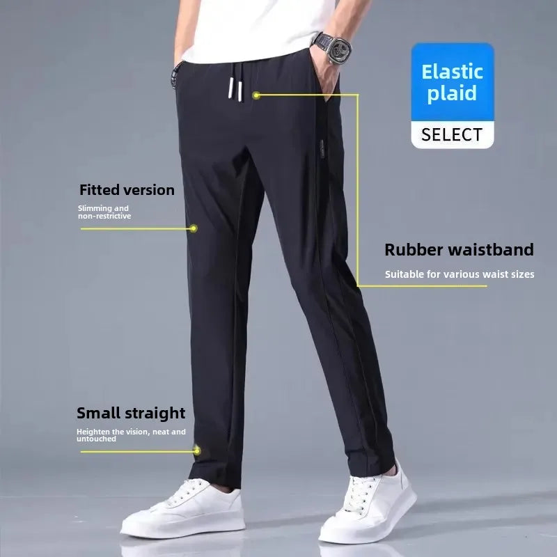 Calça Masculina Reta em Seda Gelada