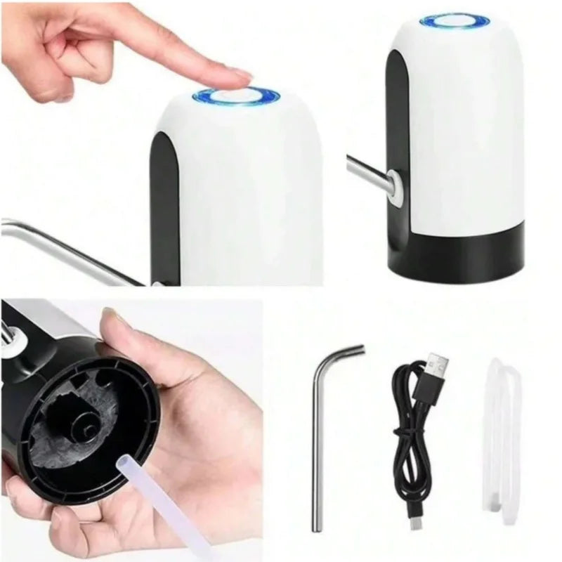 Bomba de Água Elétrica Portátil – Carregamento USB & Uso Automático! Hidrate-se com praticidade, onde estiver.