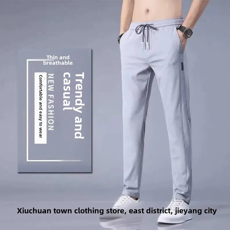 Calça Masculina Reta em Seda Gelada