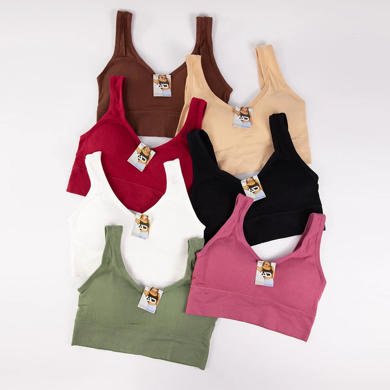 academia，roupa de academia femininas，sutiãs esportivos， Feminino Sem Bojo Basico Liso Sem Costura Nas Laterais，brasil