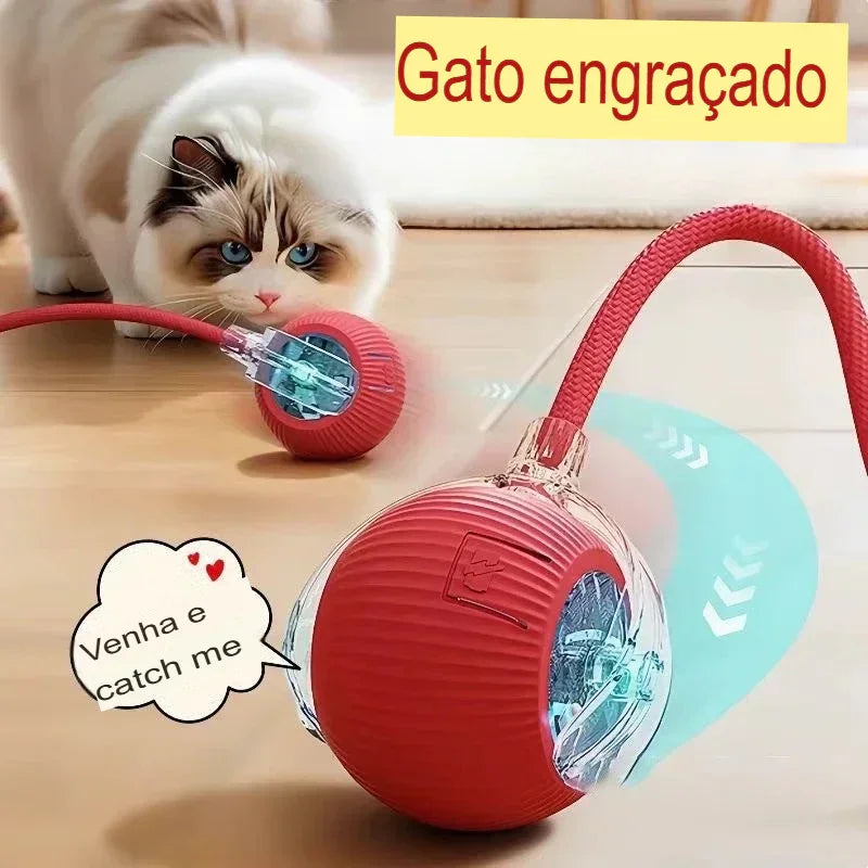 Brinquedo Interativo Automático para Gatos – Bola Recarregável com Cauda Simulada