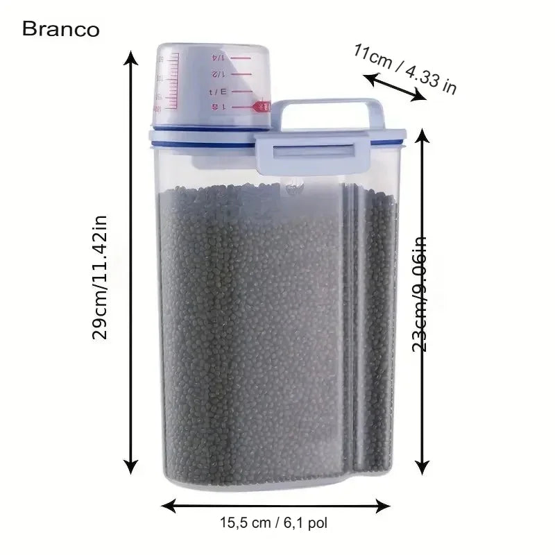 Recipiente Hermético de Armazenamento para Ração – Com Alça e Copo Medidor