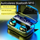 M10 fones de ouvido Bluetooth com microfone, caixa de carregador de fone de ouvido, fones de ouvido sem fio,tela de exibição LED