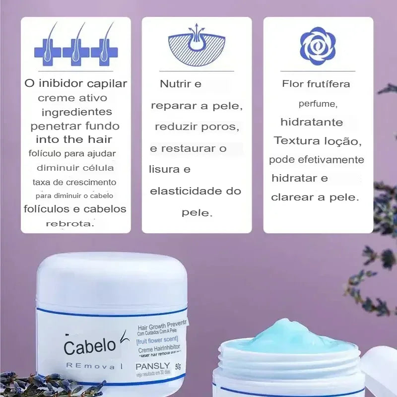 Creme Depilatório Inibidor de Crescimento – Remoção de Pelos 50g