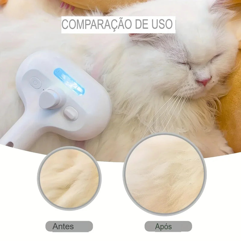 Spray Pente Removedor de Pelos para Pets – Escova 2 em 1 com Névoa de Água