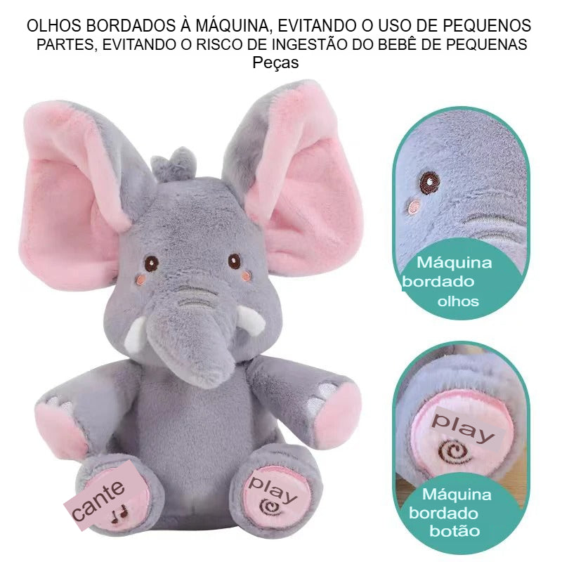 Elefante de Pelúcia Musical – Brinquedo Interativo com Orelhas que se Movem