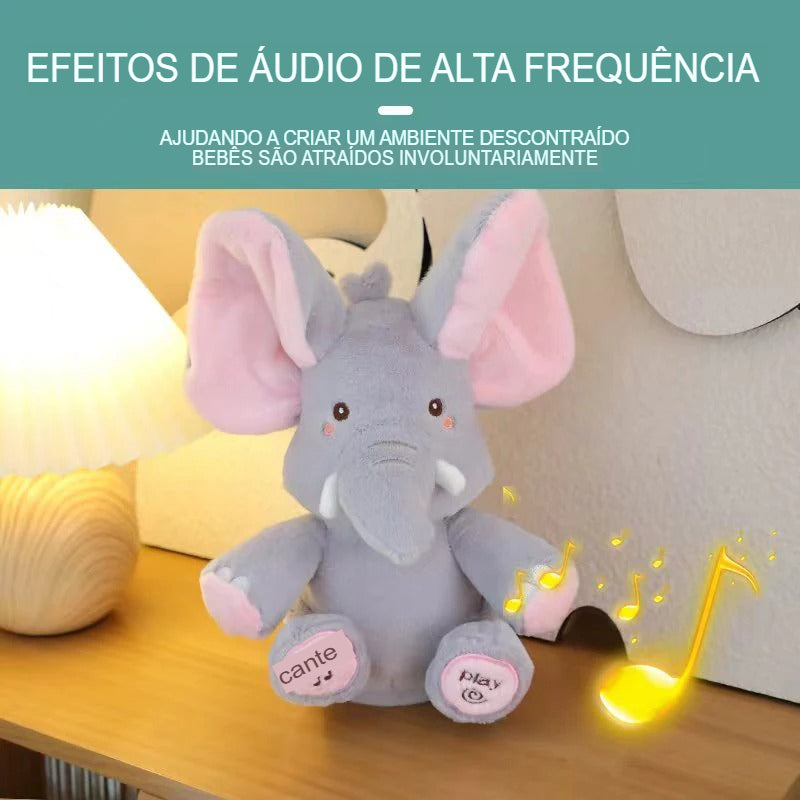 Elefante de Pelúcia Musical – Brinquedo Interativo com Orelhas que se Movem