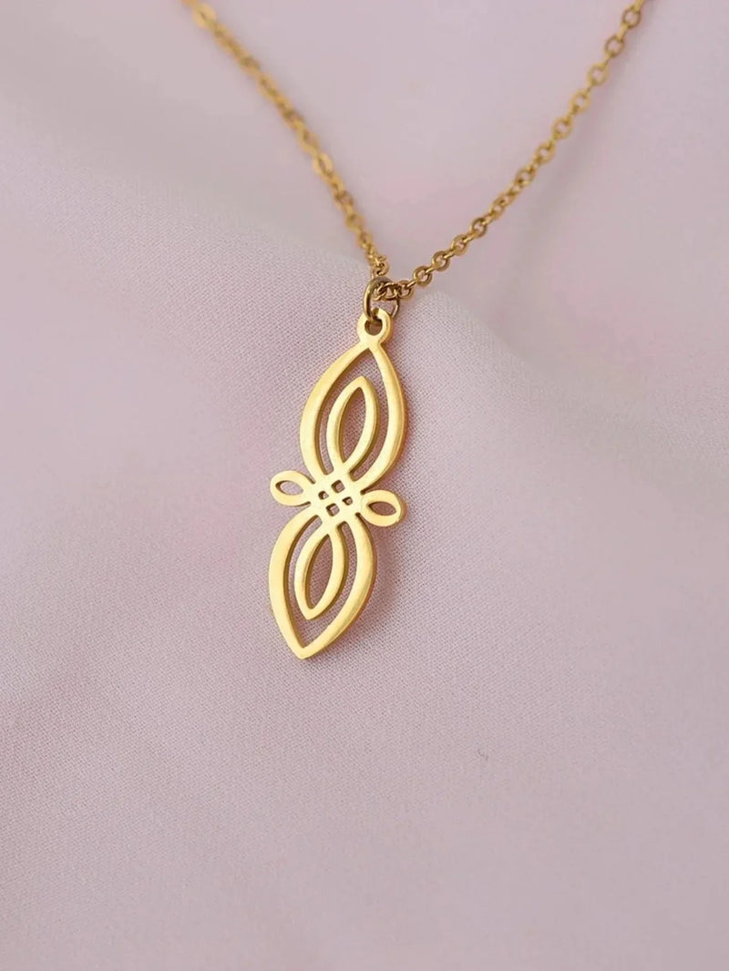 Colar Geométrico de Aço Inoxidável com Pingente de Nó