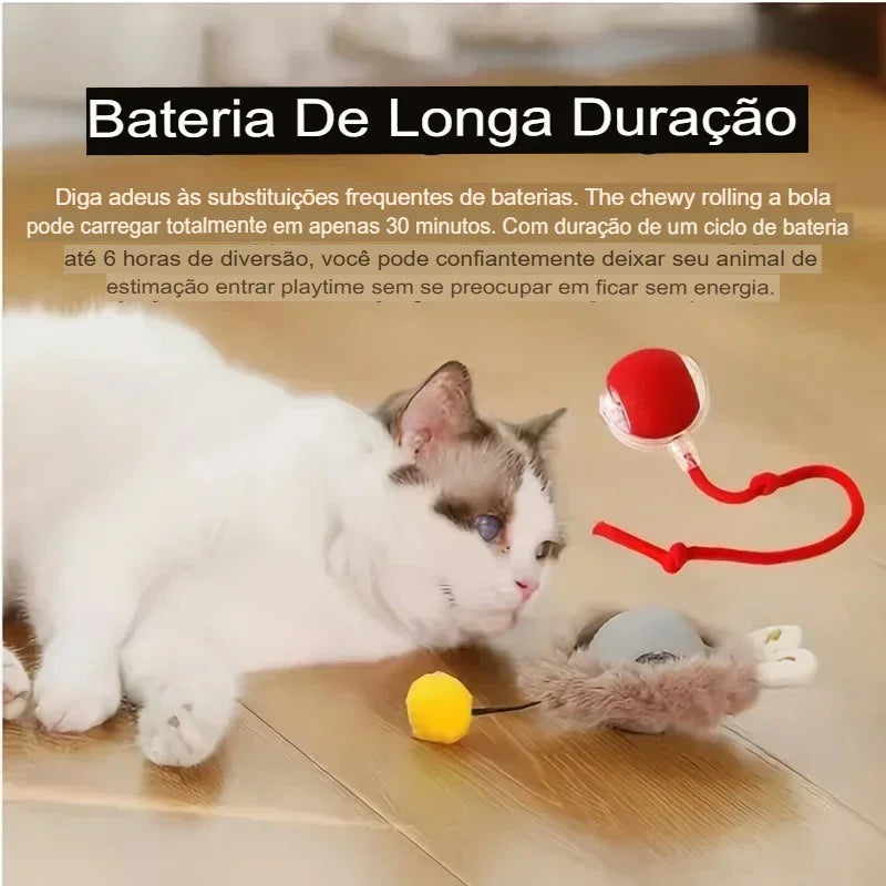 Brinquedo Interativo Automático para Gatos – Bola Recarregável com Cauda Simulada